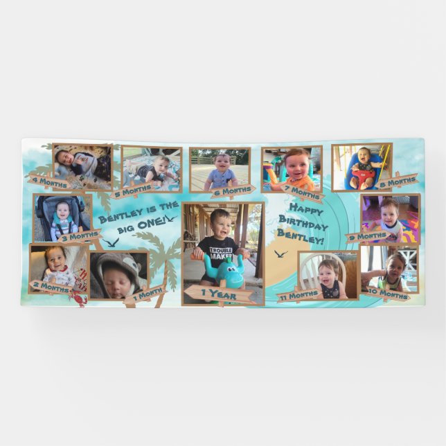 The Big One Baby's First Year Birthday Banner (Horizontal)