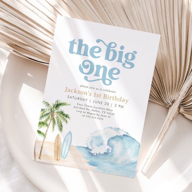 The Big One Beach Surf 1st Birthday Invitation (Creator Uploaded)