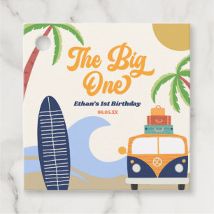 The Big One Beach Surf 1st Birthday Party Favour Tags