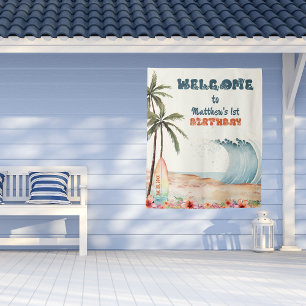 The Big One Beach Surf Birthday Party Tapestry