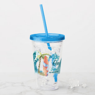 The big one birthday party gifts surfing beach acrylic tumbler