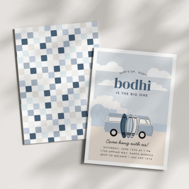 The BIG ONE Boys' 1st Beach Surf Birthday Invitation (Creator Uploaded)