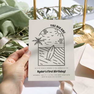 The Big One Boy's 1st Surf Beach Birthday Invitation