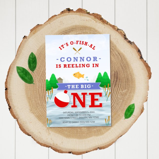 The Big One Colourful Fishing Theme 1st Birthday Invitation (Creator Uploaded)