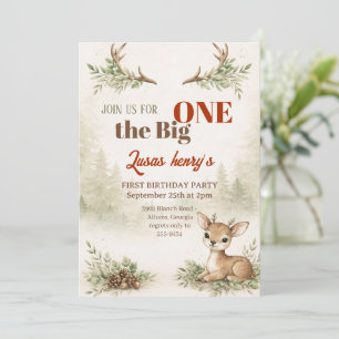 The Big ONE Deer First Hunting 1st Birthday  Invitation