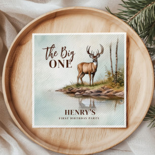 The Big ONE Deer First Hunting 1st Birthday Napkin