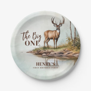 The Big ONE Deer First Hunting 1st Birthday Paper Plate
