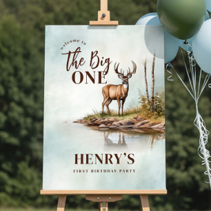 The Big ONE Deer First Hunting 1st Birthday Poster