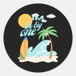 The Big One First Birthday 1st Bday Surfing Family Classic Round Sticker