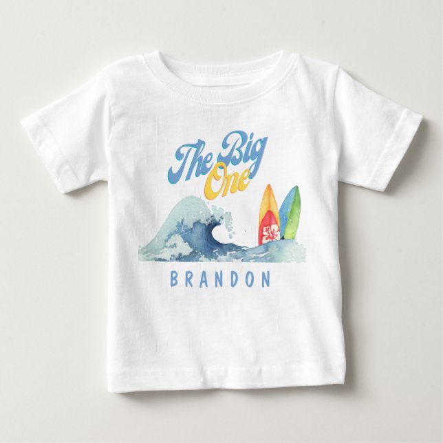 The Big One First Birthday Surf Shirt Custom Name (Front)