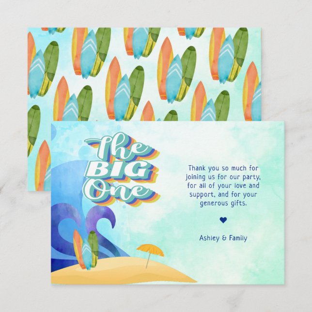 The Big One First Birthday Thank You Card (Front/Back)