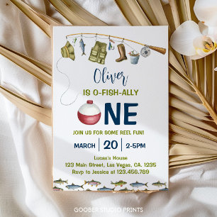 The Big One Fishing 1st Birthday Invitation