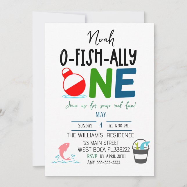 The Big One Fishing Birthday invitation (Front)