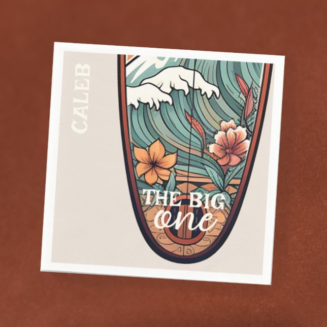 The Big One Hawaiian Surf First Birthday Custom Napkin (Creator Uploaded)