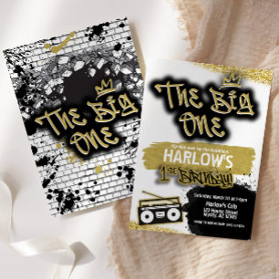 The Big One Hip Hop 1st Birthday Invitation