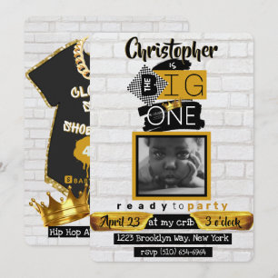 The BIG One Hip Hop Retro 1st Birthday Photo Invitation