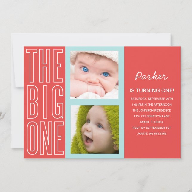 THE BIG ONE IN RED | FIRST BIRTHDAY INVITATION (Front)