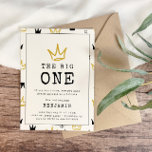 The BIG ONE | Notorious 90's 1st Birthday Party Invitation<br><div class="desc">Celebrate your little one whose getting BIGGIE,  BIGGIE BIGGIE! Embrace the 90's hip-hop nostalgia with this unique and fully customisable kids birthday invitation – featuring a golden crown and fun rugged typography.</div>