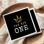 The BIG ONE | Notorious 90's 1st Birthday Party Napkin<br><div class="desc">Celebrate your little one whose getting BIGGIE,  BIGGIE BIGGIE! Embrace the 90's hip-hop nostalgia with this unique and fully customisable kids birthday paper napkins – featuring a golden crown and fun rugged typography.</div>