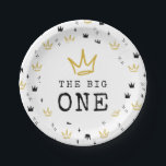 The BIG ONE | Notorious 90's 1st Birthday Party Paper Plate<br><div class="desc">Celebrate your little one whose getting BIGGIE,  BIGGIE BIGGIE! Embrace the 90's hip-hop nostalgia with this unique and fully customisable kids birthday paper plates – featuring a golden crown,  fun rugged typography and a king of hip-hop inspired background.</div>