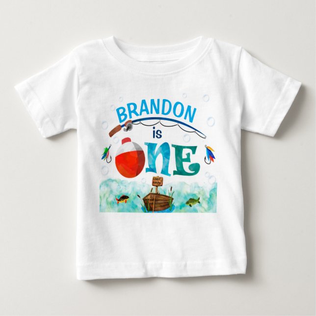 The big one O-fish-ally fishing first birthday Baby T-Shirt (Front)