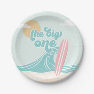 The Big One Pink Beach Birthday Paper Plates