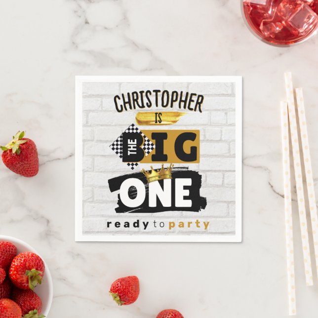 The BIG One| Retro 90's Hip Hop 1st Birthday  Napkin (Insitu)