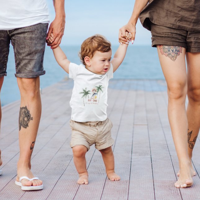 The Big One | Retro Summer Surf 1st Birthday Baby T-Shirt (Creator Uploaded)