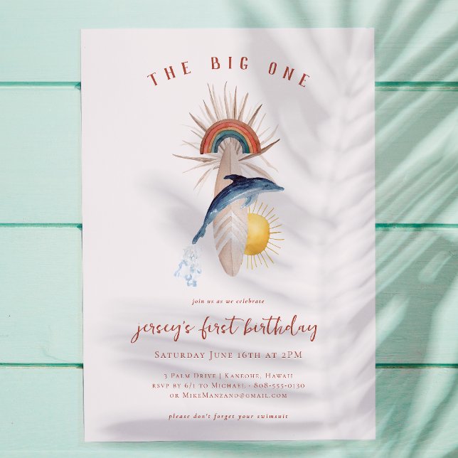 The Big One | Retro Summer Surf Birthday Invitation (Creator Uploaded)