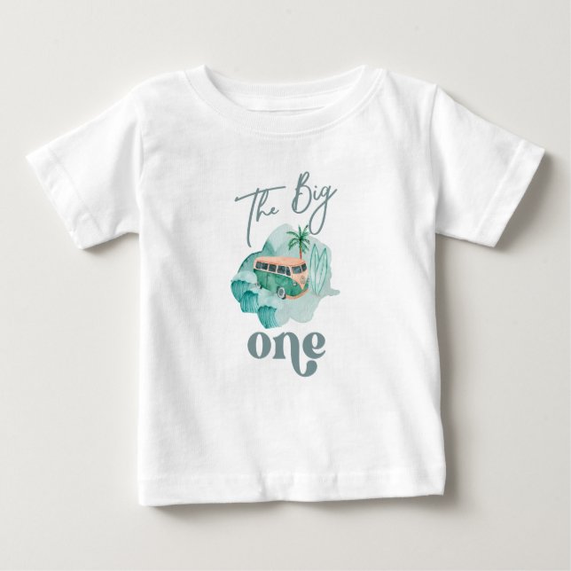 The Big One Surf Baby and Toddler Birthday Shirt  (Front)