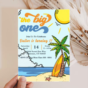 The Big One Surf Beach 1st Birthday Invitation