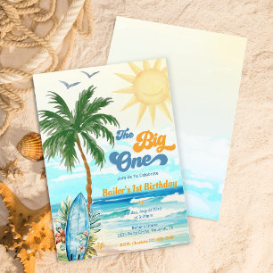 The Big One Surf Beach 1st Birthday Invitation