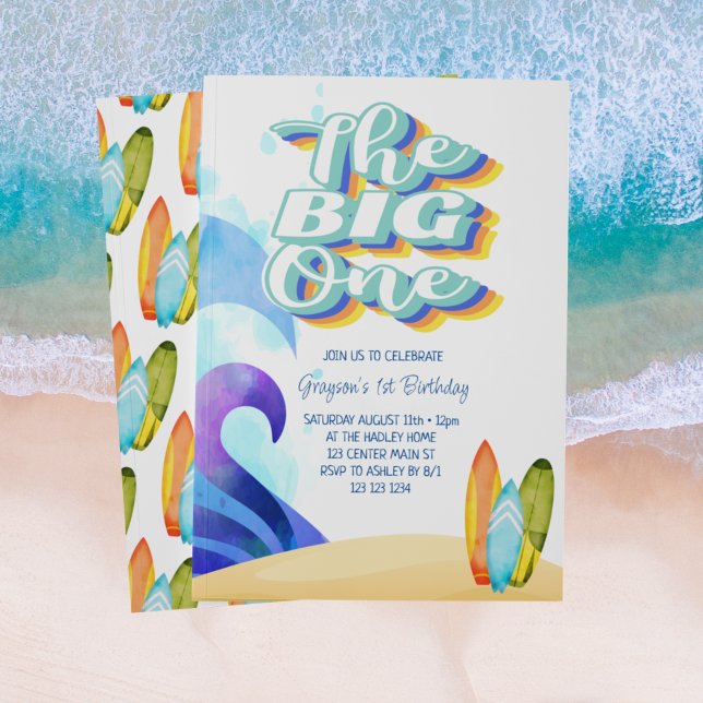 The Big One Surf Beach Birthday Party Invitation (Creator Uploaded)