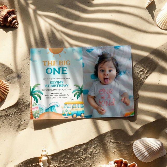 The Big One, Surf Birthday Photo Invitation (Creator Uploaded)