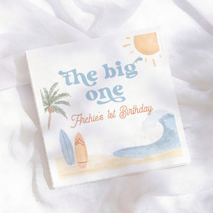 The Big One Surf Boy 1st Birthday Party Napkin