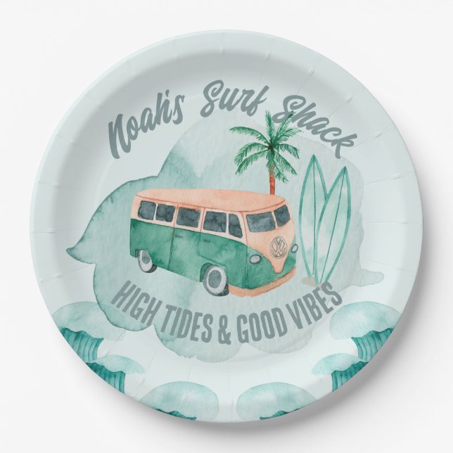 The Big One Surf First Birthday Paper Plate (Front)