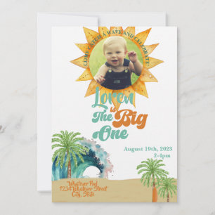 The Big One Surf Themed 1st Birthday Party Invitation