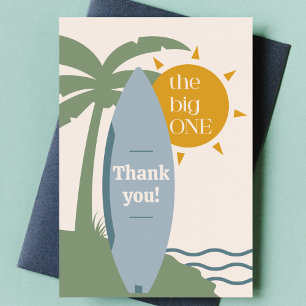 "The big ONE" Surfboard Ocean 1st Birthday Party Thank You Card