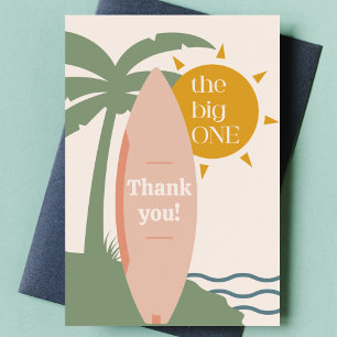 "The big ONE" Surfboard Ocean 1st Birthday Party Thank You Card