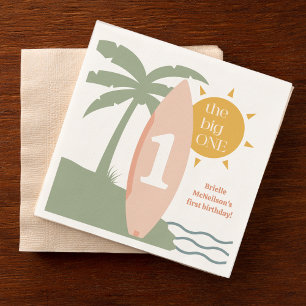 "The big ONE" surfboard ocean first birthday party Napkin
