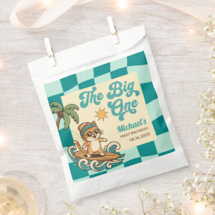 The Big One Surfer Cat Retro Summer 1st Birthday Favour Bag