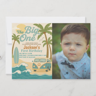 The Big One Surfing 1st Birthday Invite for Boys