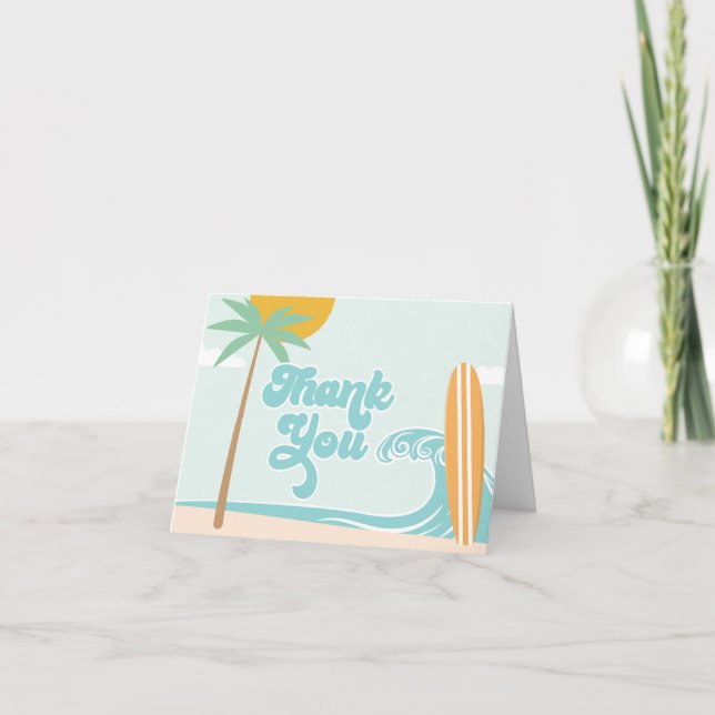 The Big One Surfing First Birthday Thank You (Front)