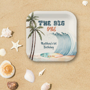 The Big One Tropical Surf Birthday Party  Paper Plate