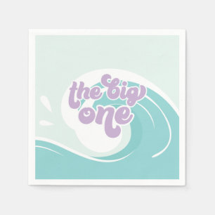 The Big One Wave Beach Birthday Napkin