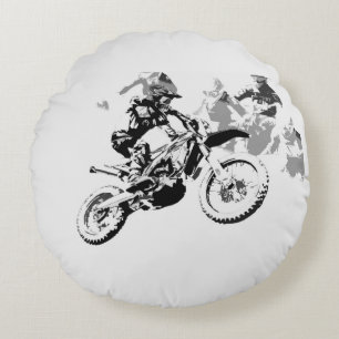 The Big Race - Motocross Racers Round Cushion