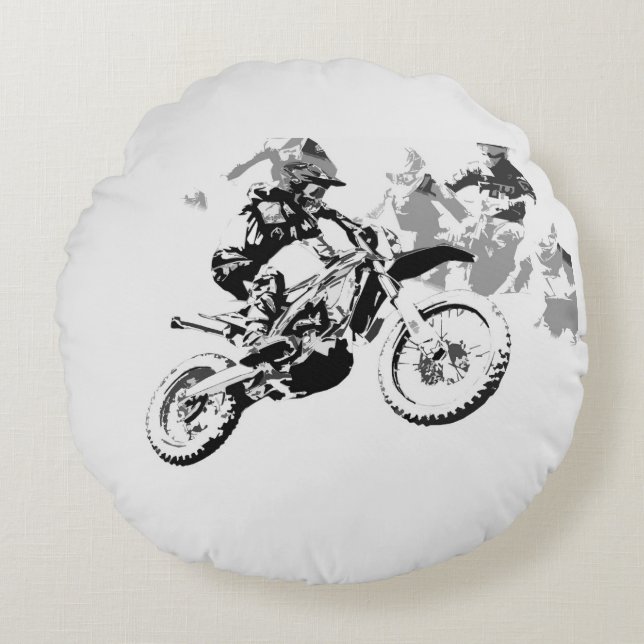 The Big Race - Motocross Racers  Round Cushion (Front)
