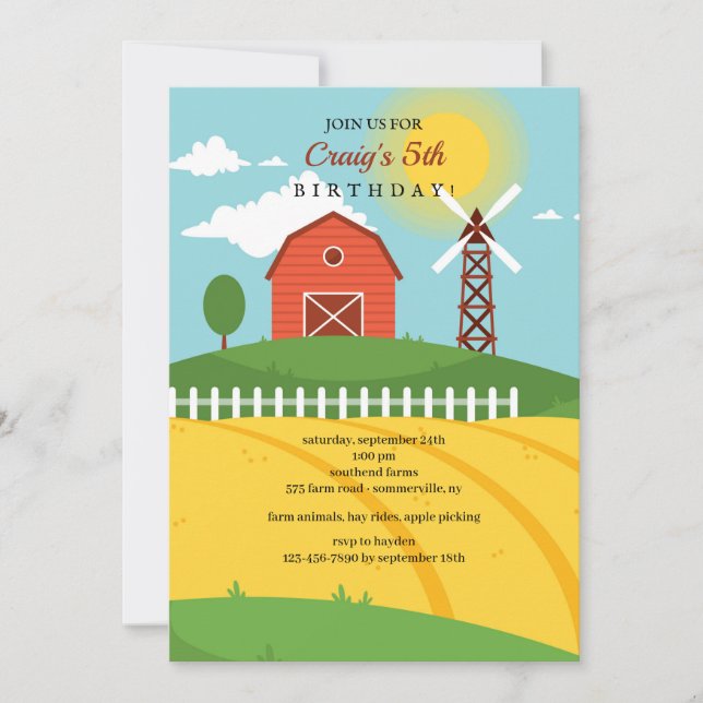 The Big Red Barn Birthday Invitation (Front)