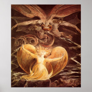 The big red dragon and the woman by William Blake Poster