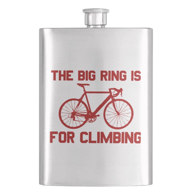 The Big Ring Is For Climbing Hip Flask (Front)